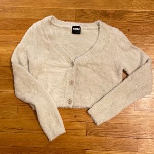 KatieJNYC MOHAIR BLEND TAN CARDIGAN SWEATER SIZE S junior